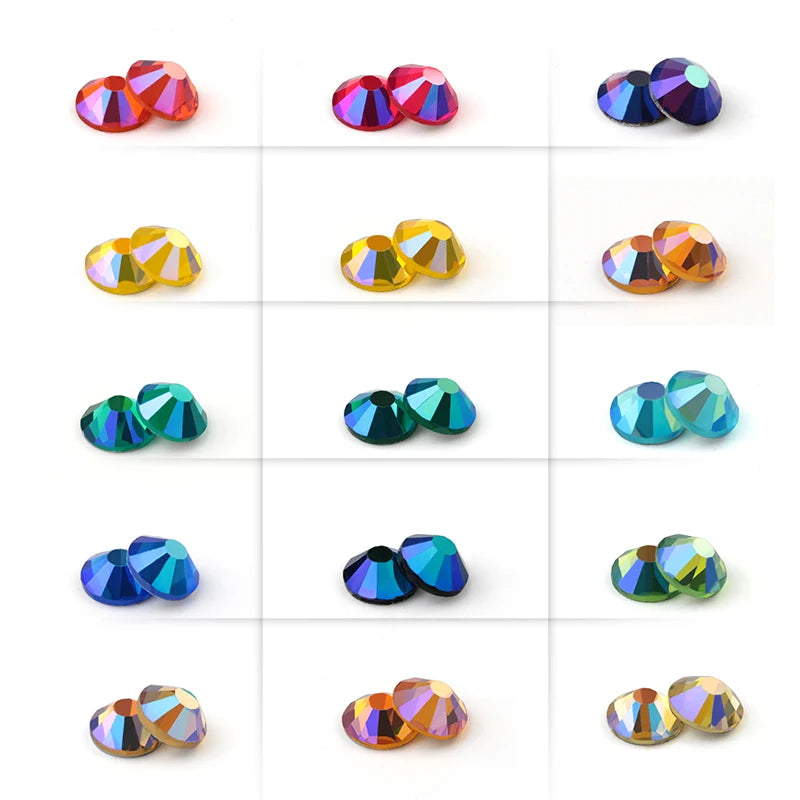 SS16 SS20 SS30 Glitter Rhinestone Crystal AB Non Hot Fix Flat back Rhinestone Apparel for Nail Art Fabric Garment